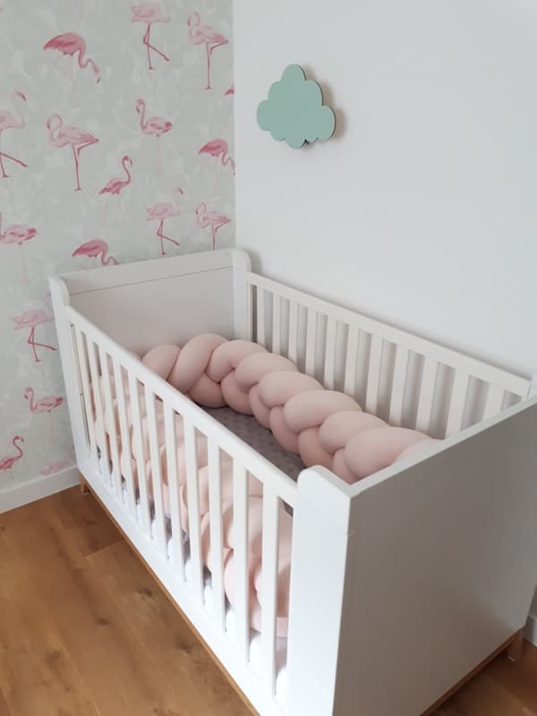 Sängomslag - bumper kudde - säng orm fläta kudde - 3,5 meter - persika