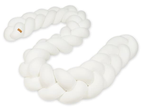 Sengeomkreds - bumper pude - bed slangefletpude - 3,5 meter - creme