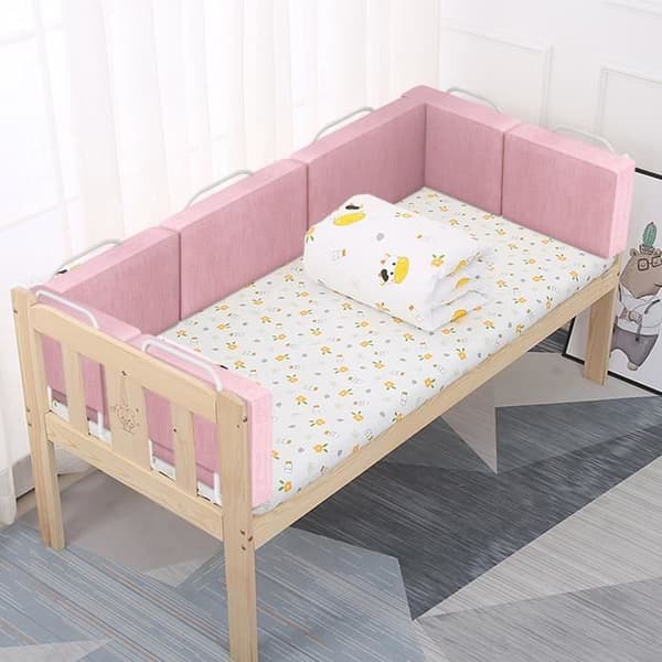 XMTECH Babysängstång Höjdjusterbar Softpack Småbarnssäng Skydd Fallskydd Cherry Pink 200cm