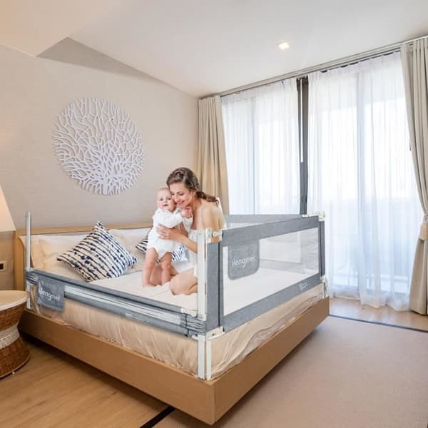 XMTECH Höjdjusterbar babysängstång - Grå - 150cm