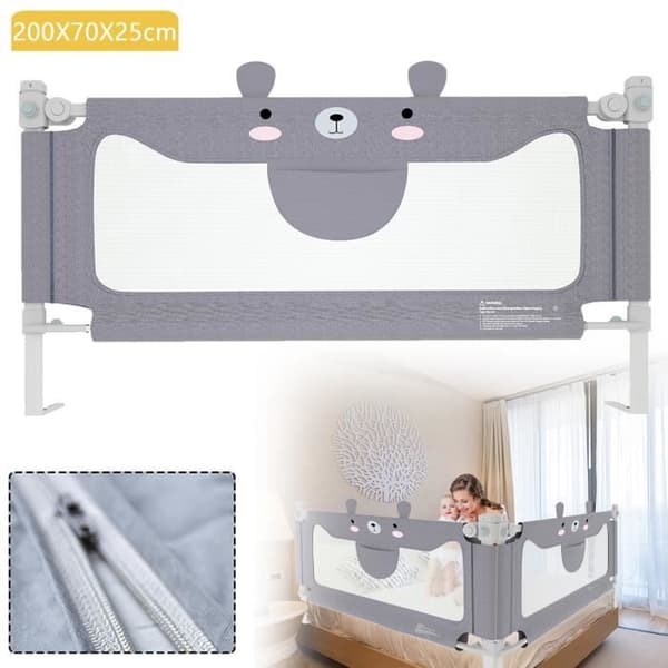 XMTECH höjdjusterbar sängstång för babybarn - gråbjörnsmönster