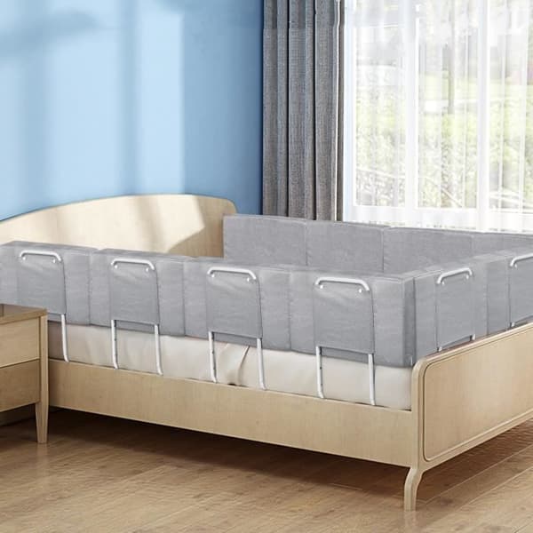 XMTECH Baby Småbarnssängstång Höjd Justerbar Fallskydd Softpack Sängstång 100cm Linne Grå