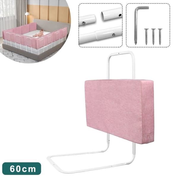 LZQ Babysängstång - Fallskydd - Justerbar höjd - 60 cm Rosa