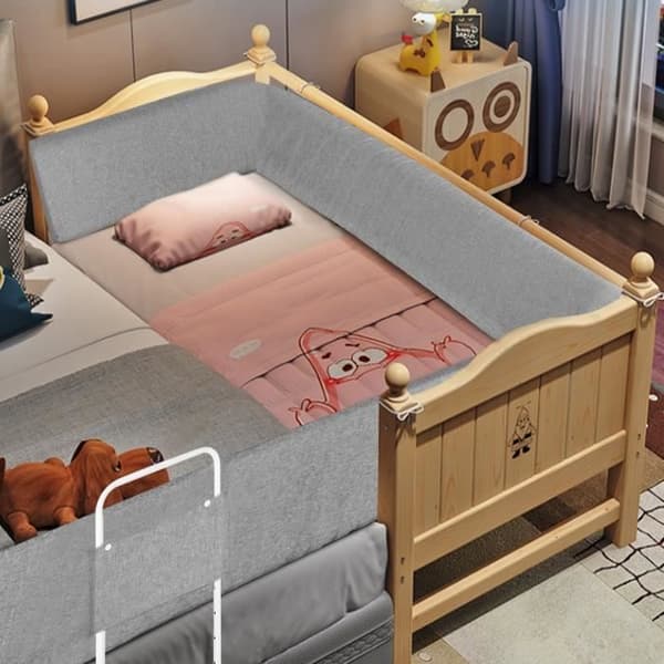 XMTECH 100 cm Babysängstaket Softpack Justerbar höjd Sängskydd Anti-fall sängskydd för barn grå