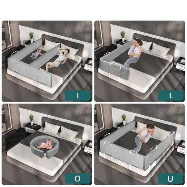 XMTECH 100 cm Babysängstaket Softpack Justerbar höjd Sängskydd Anti-fall sängskydd för barn grå