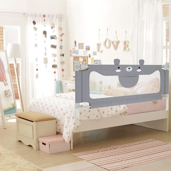 YUENFONG 150 cm sängstång för barnsäng, bärbar med justerbar höjd, babysängstång