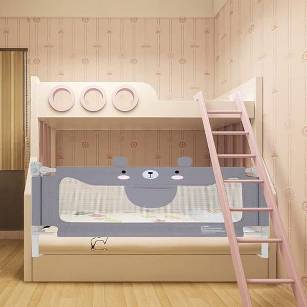 YUENFONG 150 cm sängstång för barnsäng, bärbar med justerbar höjd, babysängstång