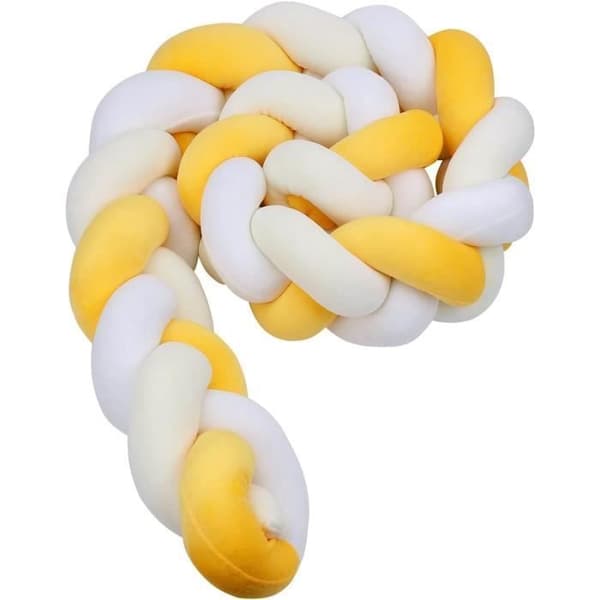 3M Säng Bumper Snake Kudde Flätad Bumper Velvet Mjuk soffa Bumper 100 % handgjord (gul + vit + gul
