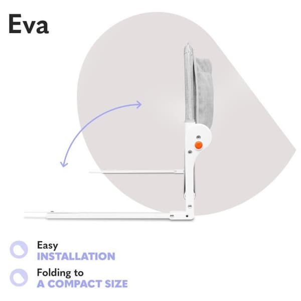 LIONELO Eva babysängstång - 150cm fallskydd - Vikbart ventilerat nät - Grå