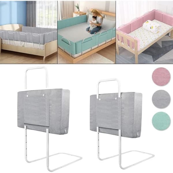 LARS360 Höjdjusterbar sängstång 60 cm Baby Barnsäng Skyddsbarriär Kan kombineras fritt, demonteras, tvättas Grå