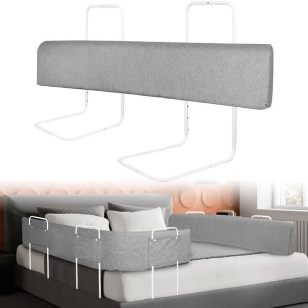 LARS360 Deformerbar sängbarriär Höjd Justerbar 150 cm Babybarriär Barnsängskydd Kan tas isär, tvättas grå