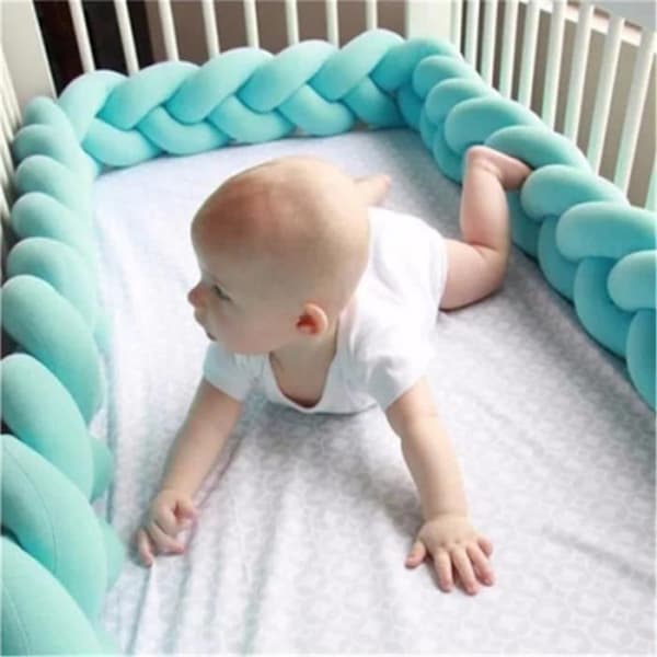 3M Cot Bumper Snake Cushion Flätad kudde Bumper Velvet Baby Protection - Gul