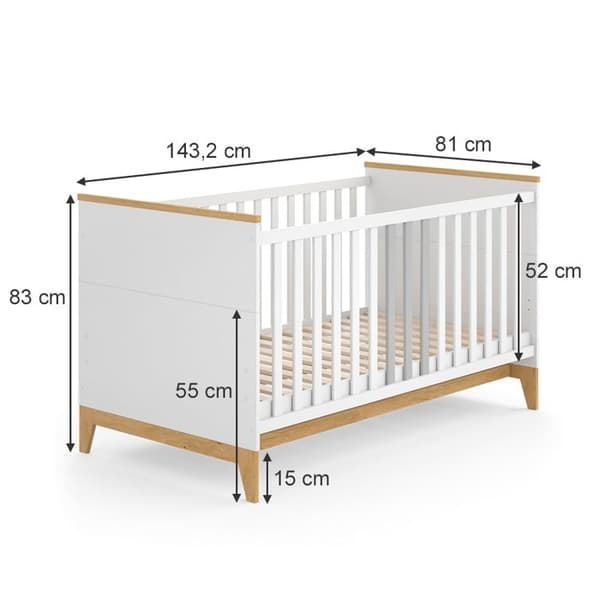 Malia babysäng, 70x140 cm, Vit, Vitalispa