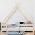 Miniatyrbild 2 av 4: Barnsäng Tipi med naturlackad massiv träspärr 80 x 180 cm