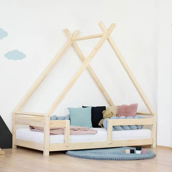 Barnsäng Tipi med naturligt massivt träspärr 90 x 180 cm