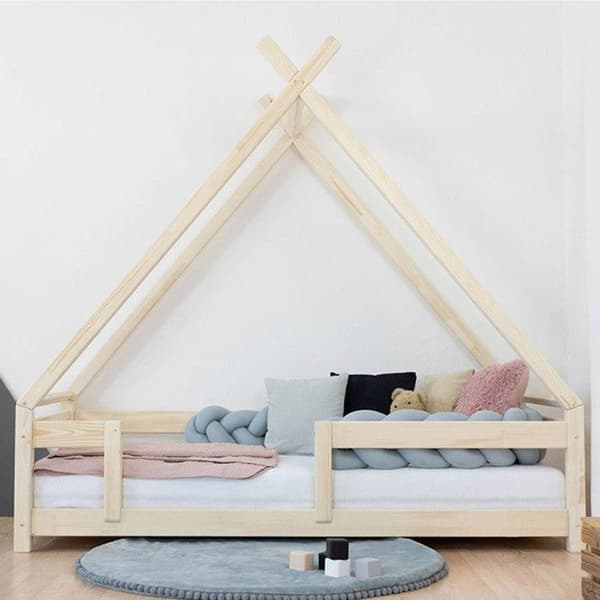 Barnsäng Tipi med vit massivträspärr 90 x 190 cm