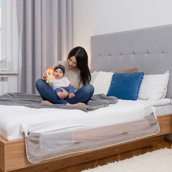 LIONELO Eva babysängstång - 150cm fallskydd - Fällbart ventilerat nät