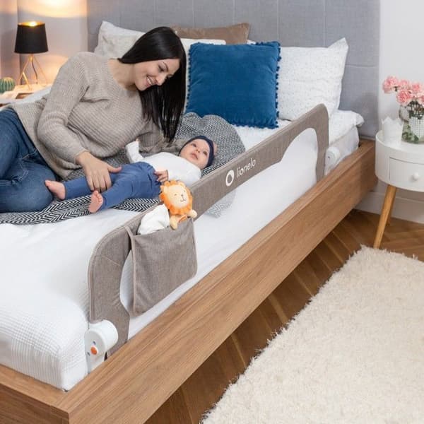 LIONELO Eva babysängstång - 150cm fallskydd - Fällbart ventilerat nät