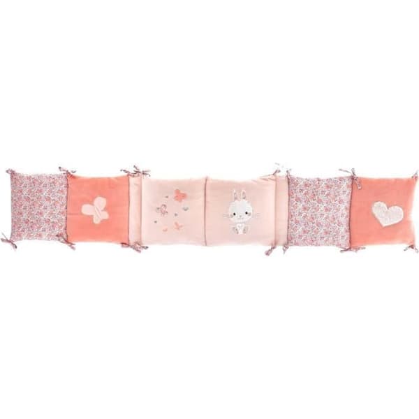 Lapinou sängstötfångare - DOMIVA - 100 % polyester mikrofiber - Anpassningsbar - Rosa - 30 x 180 cm