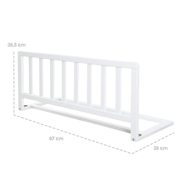 ROBA Sängstång i trä 90 cm - Säkert fallskydd för spädbarn och barn - 18 månader till 5 år - Enkel montering - Vit