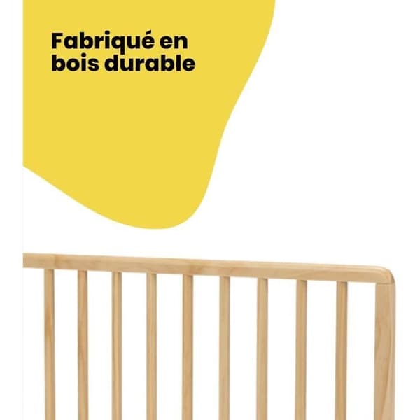 SAFETY 1ST, Sängstång i naturträ, 110 cm kompatibel med sängar större än 160 cm, miljöansvar, 100 % FSC-trä