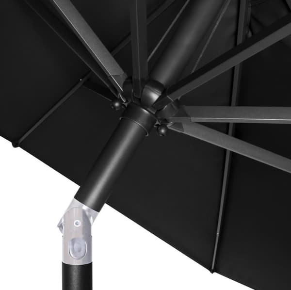 VONROC Premium parasoll Rosolina 280x280cm - Inkl. parasollfot & parasollöverdrag - Fyrkantigt parasoll - Tiltbart - UV-beständig duk - Svart