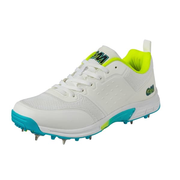 Gunn And Moore Mens Aion Spiked Cricket Shoes White/Blue/Green 8 UK