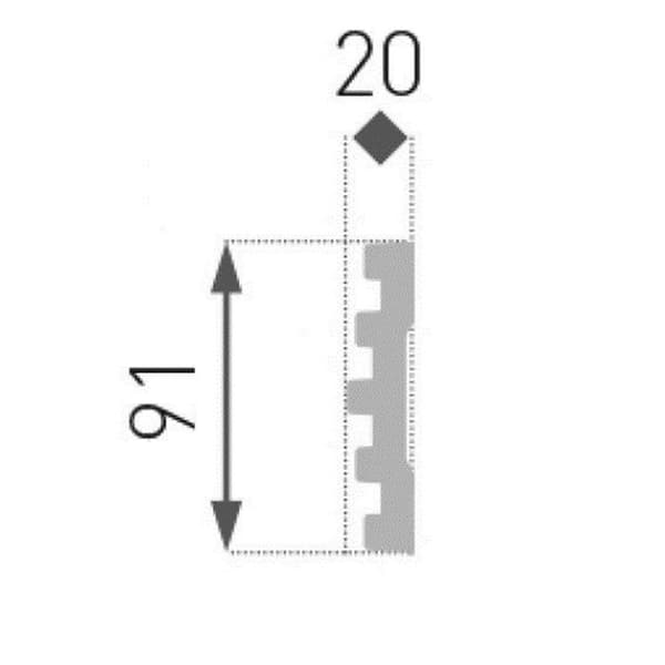 PROVISTON Cimaise Polystyren 20 x 91 x 2000 mm Vit 2 m