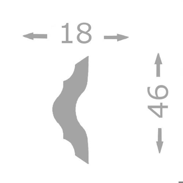 PROVISTON Vägglist 46 x 18 x 2000 mm Plast Vit Högkvalitativ Dekorativ list Måla Hållbar 2 meter