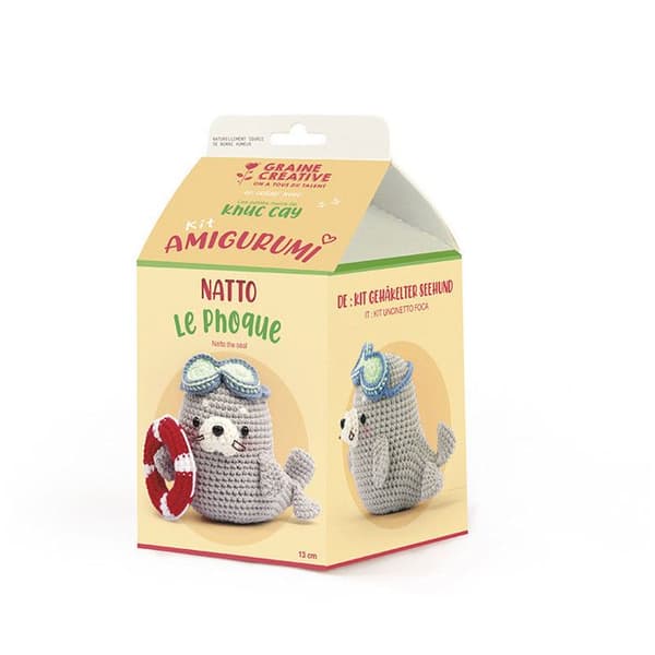 Kit för Amigurumi - Graine Créative - Natoo sälen - 13 cm - Enkel skapelse - Söt och rolig