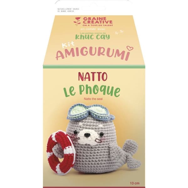 Kit för Amigurumi - Graine Créative - Natoo sälen - 13 cm - Enkel skapelse - Söt och rolig