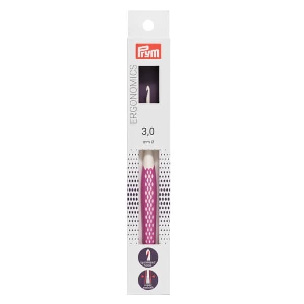 Crochet - PRYM - Ergonomi nr 3 - Ergonomiskt handtag - Längd 16,5 cm - Kvalitetsplast