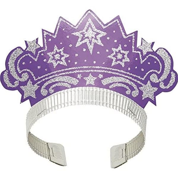 Unique Party Glitter Tiara (Pack of 12) Purple/Silver One Size