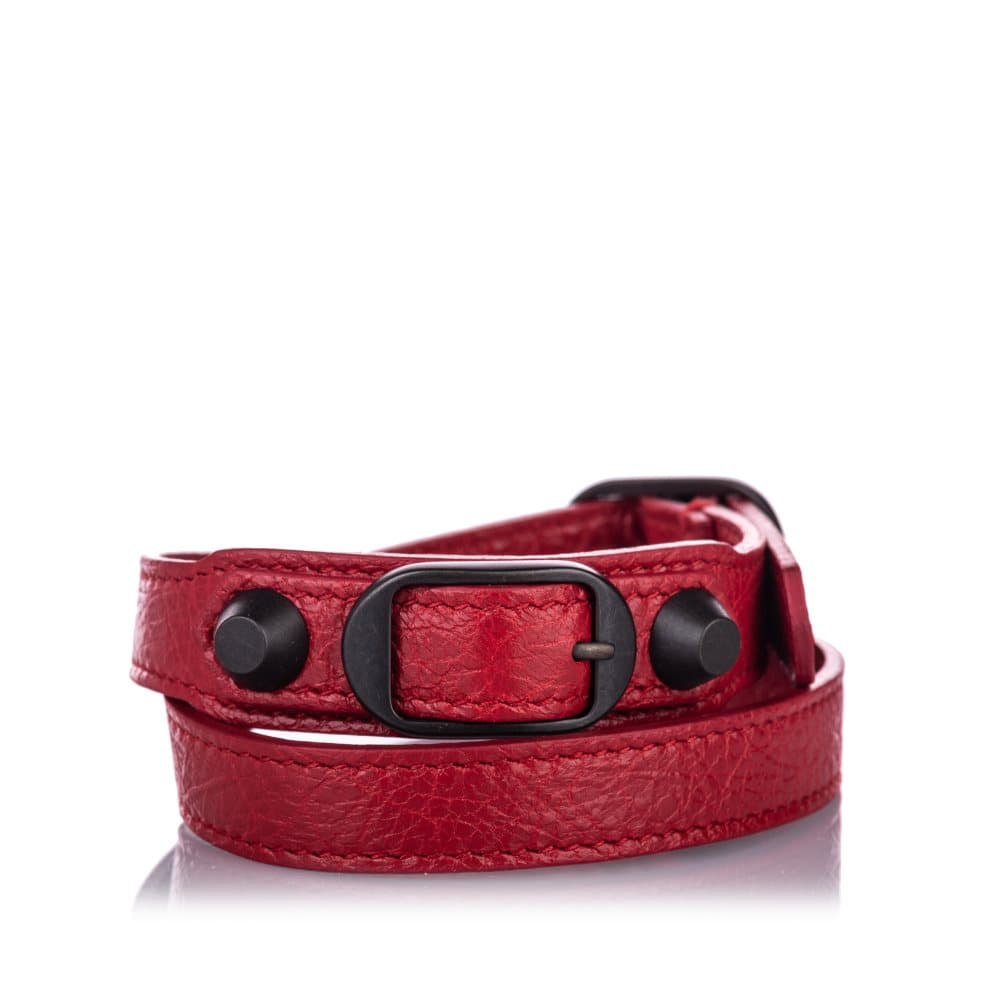 Balenciaga Classic Arena Wrap Leather Bracelet Red