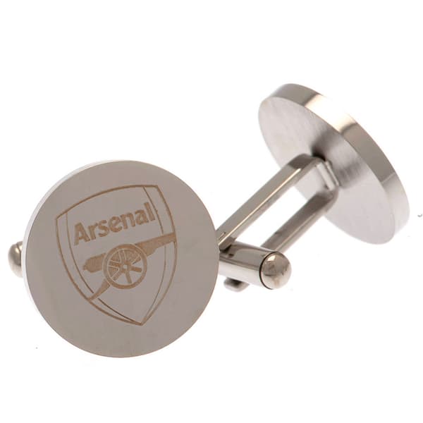 Arsenal FC Round Stainless Steel Cufflinks Silver One Size
