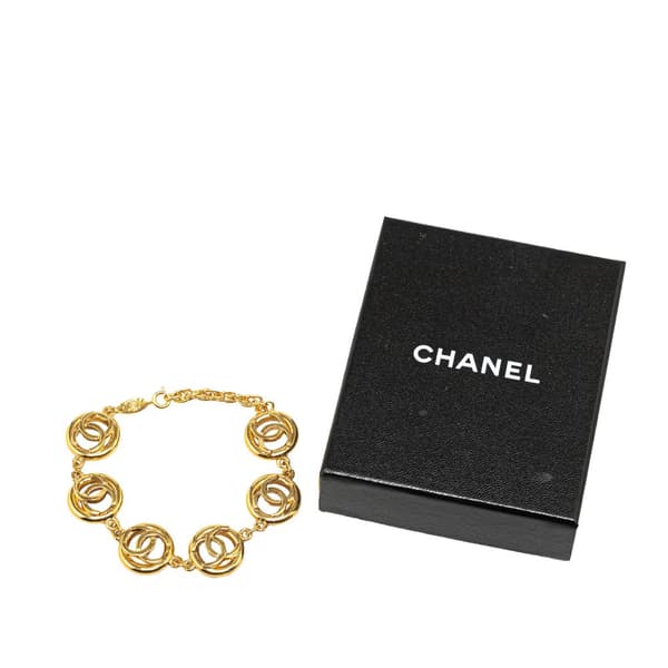 Pre-owned Chanel Gold Plated CC Chain Bracelet Gold
