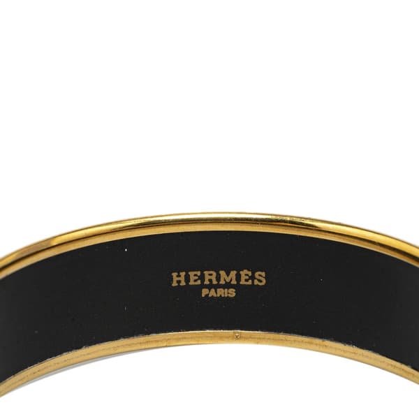 Pre-owned Hermès Wide Enamel Brazil Feather Bangle 62 Orange