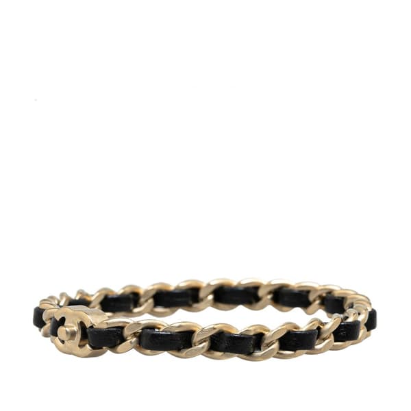 Pre-owned Chanel Gold Plated CC Turnlock Bangle Bracelet Gold
