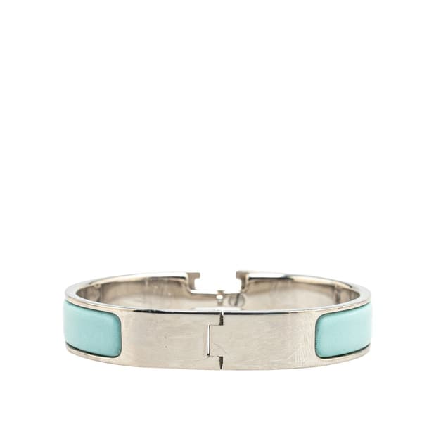 Pre-owned Hermès Narrow Enamel Clic H Bracelet PM Blue