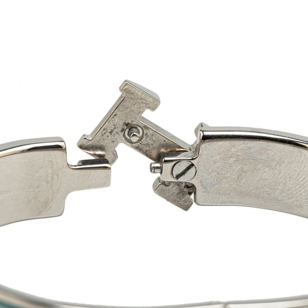 Pre-owned Hermès Narrow Enamel Clic H Bracelet PM Blue