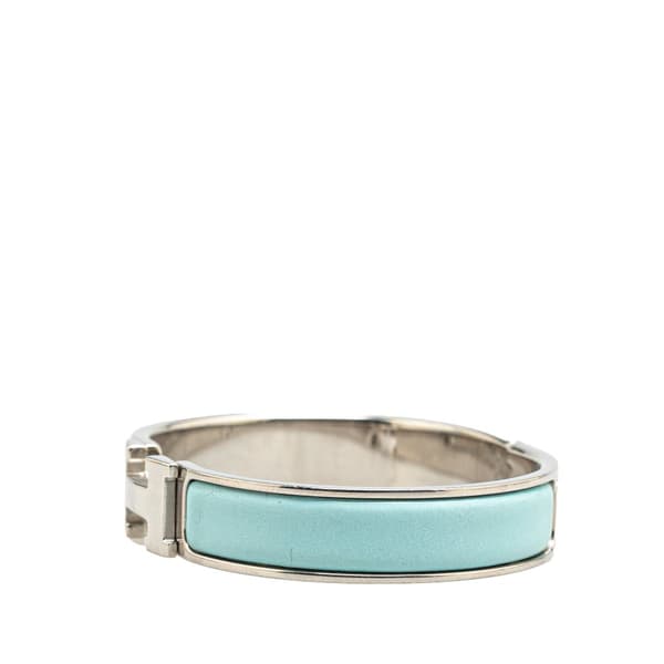 Pre-owned Hermès Narrow Enamel Clic H Bracelet PM Blue