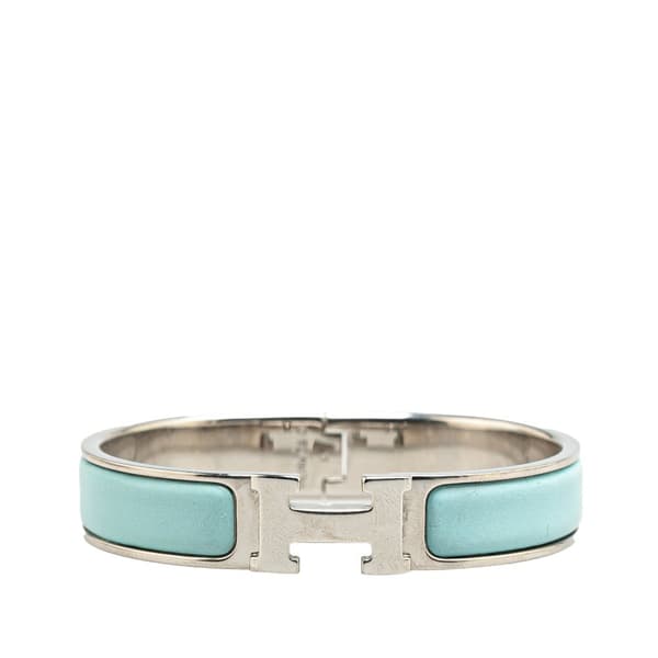 Pre-owned Hermès Narrow Enamel Clic H Bracelet PM Blue