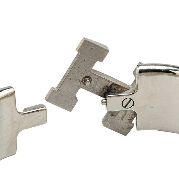 Pre-owned Hermès Wide Enamel Clic Clac H Bracelet PM Silver
