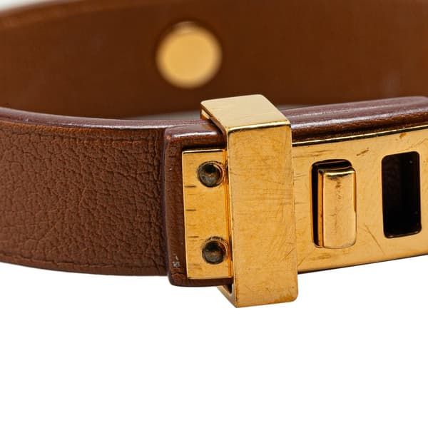 Pre-owned Hermès Mini Leather Dog Anneaux Wrap Bracelet Brown