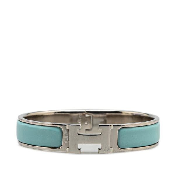Pre-owned Hermès Narrow Enamel Clic Clac H Bracelet PM Blue