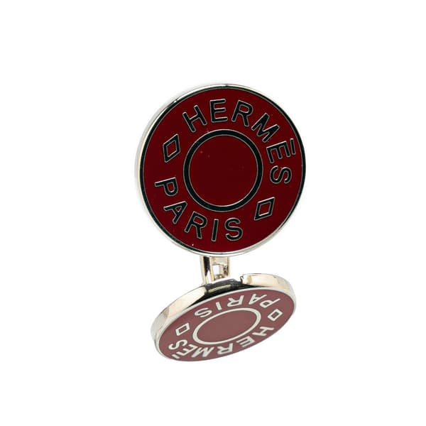 Pre-owned Hermès Enamel Clou de Selle Cufflinks Red