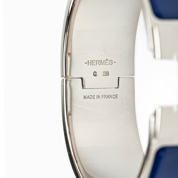 Pre-owned Hermès Wide Enamel Clic Clac H Bracelet GM Blue