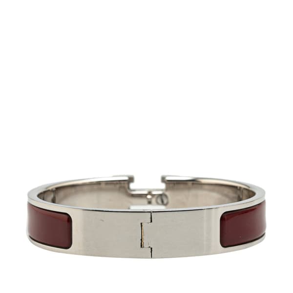 Pre-owned Hermès Narrow Enamel Clic Clac H Bracelet PM Brown