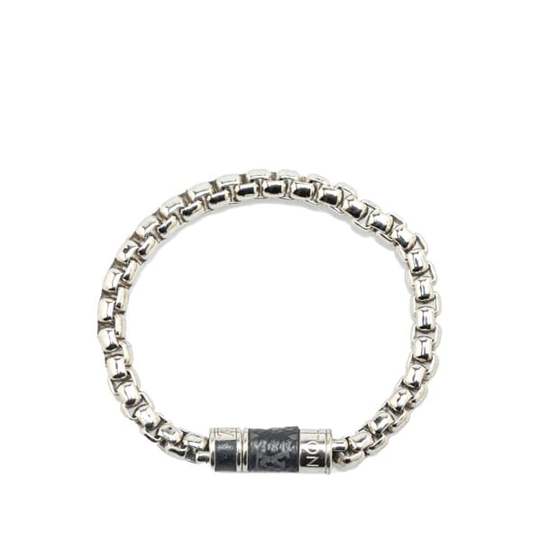 Pre-owned Louis Vuitton Monogram Eclipse Chain Bracelet Silver