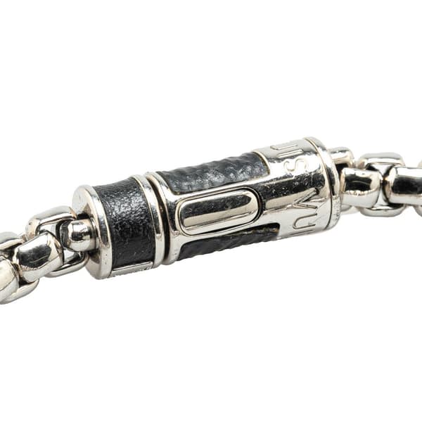 Pre-owned Louis Vuitton Monogram Eclipse Chain Bracelet Silver